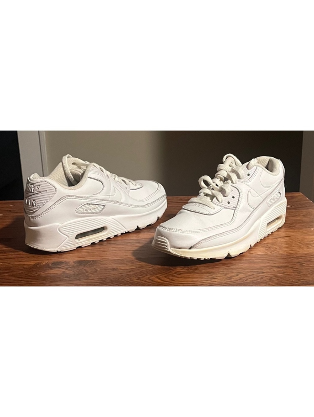 Nike Air Max 90 White Leather Sneakers Size 6.5Y